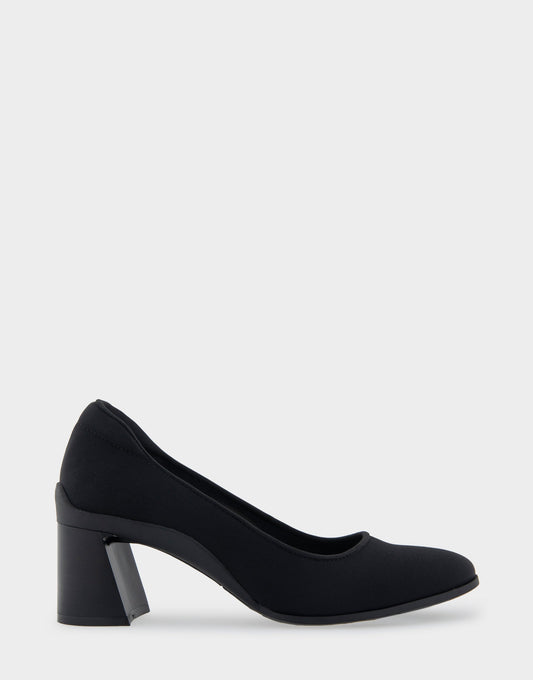 Aerosoles Mid Heel Pump in Black Stretch Fabric Stretch Fabric