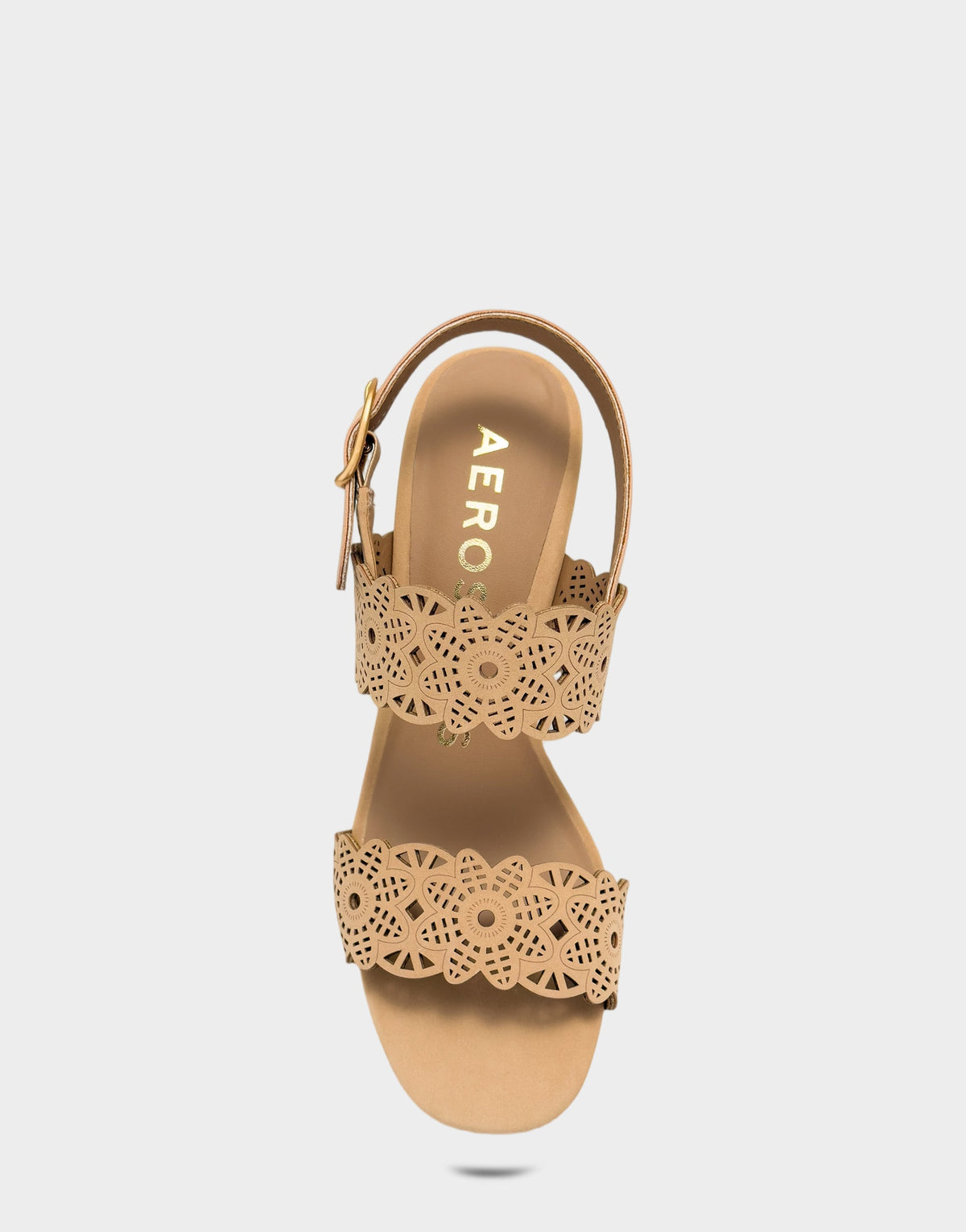 Aerosoles Heeled Sandal in Natural Perforated