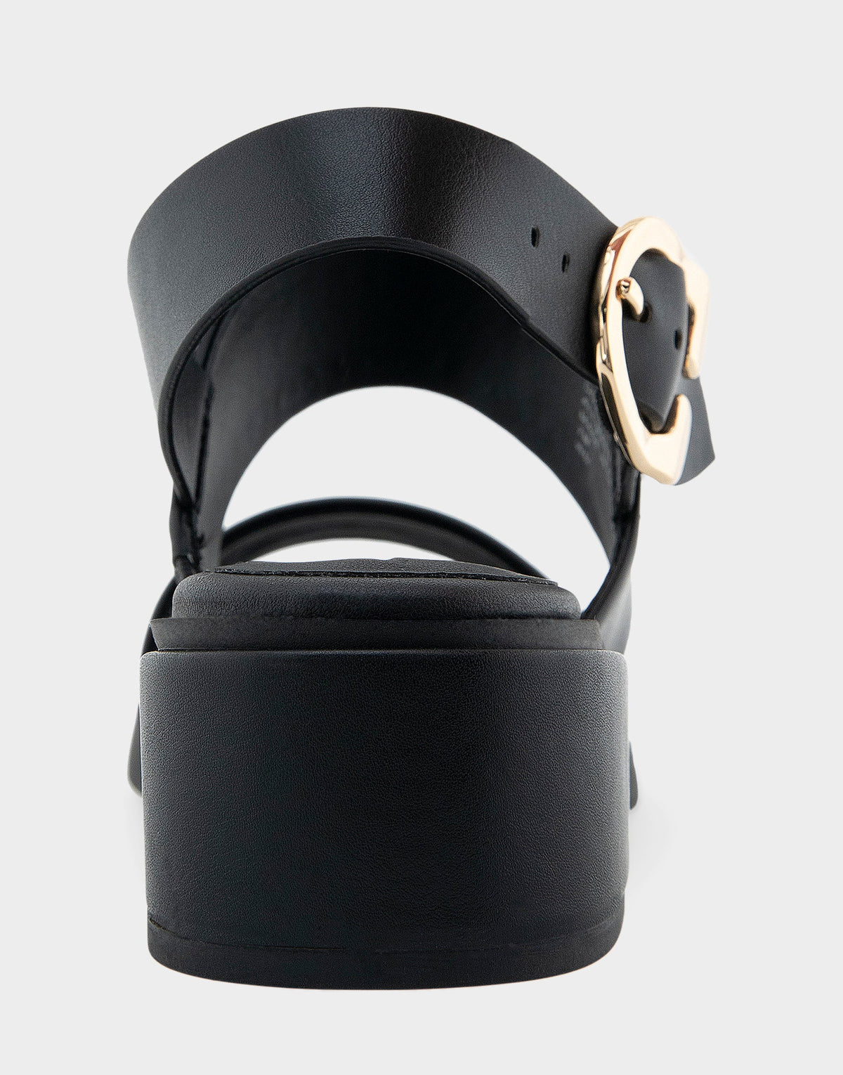 Aerosoles Banded Back Strap Low Block Heel Sandal in Black Faux Leather