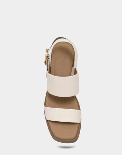 Aerosoles Banded Back Strap Low Block Heel Sandal in Eggnog