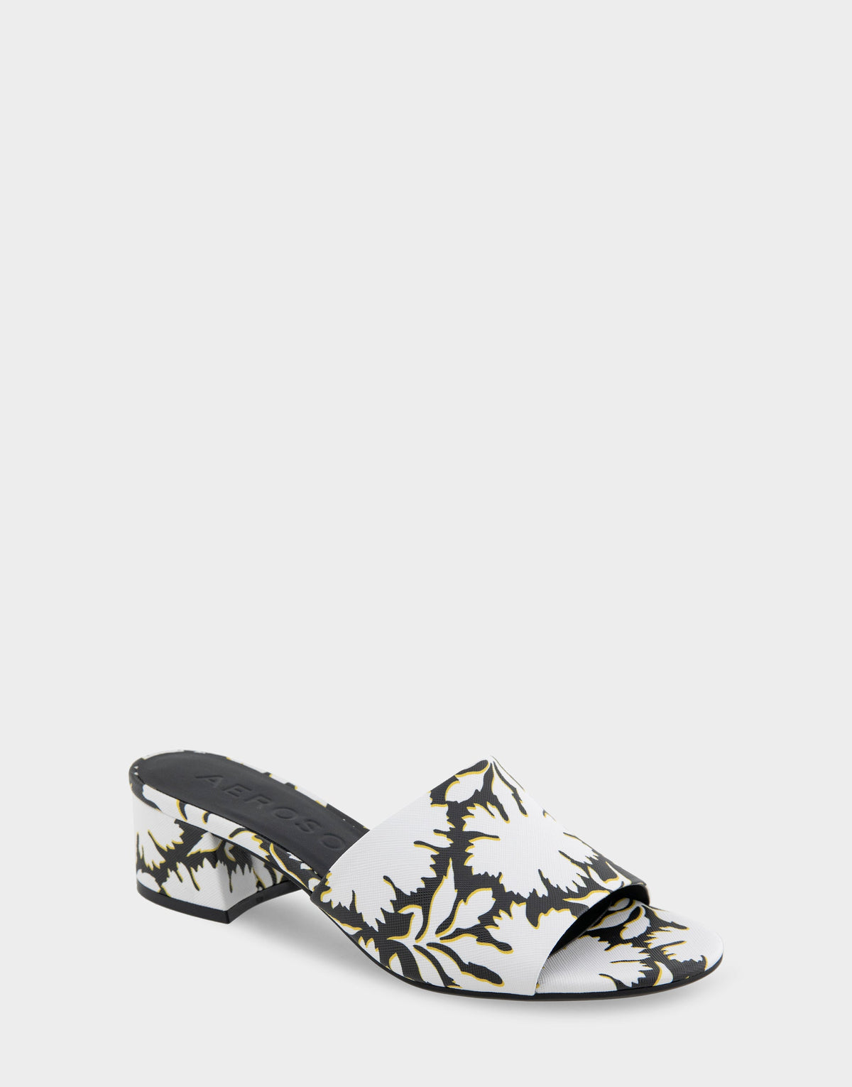 Aerosoles Heeled Sandal in White/black Printed Floral