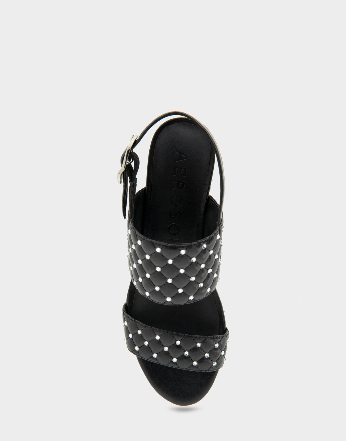 Aerosoles Platform Sandal in Black Quilted With Crystals