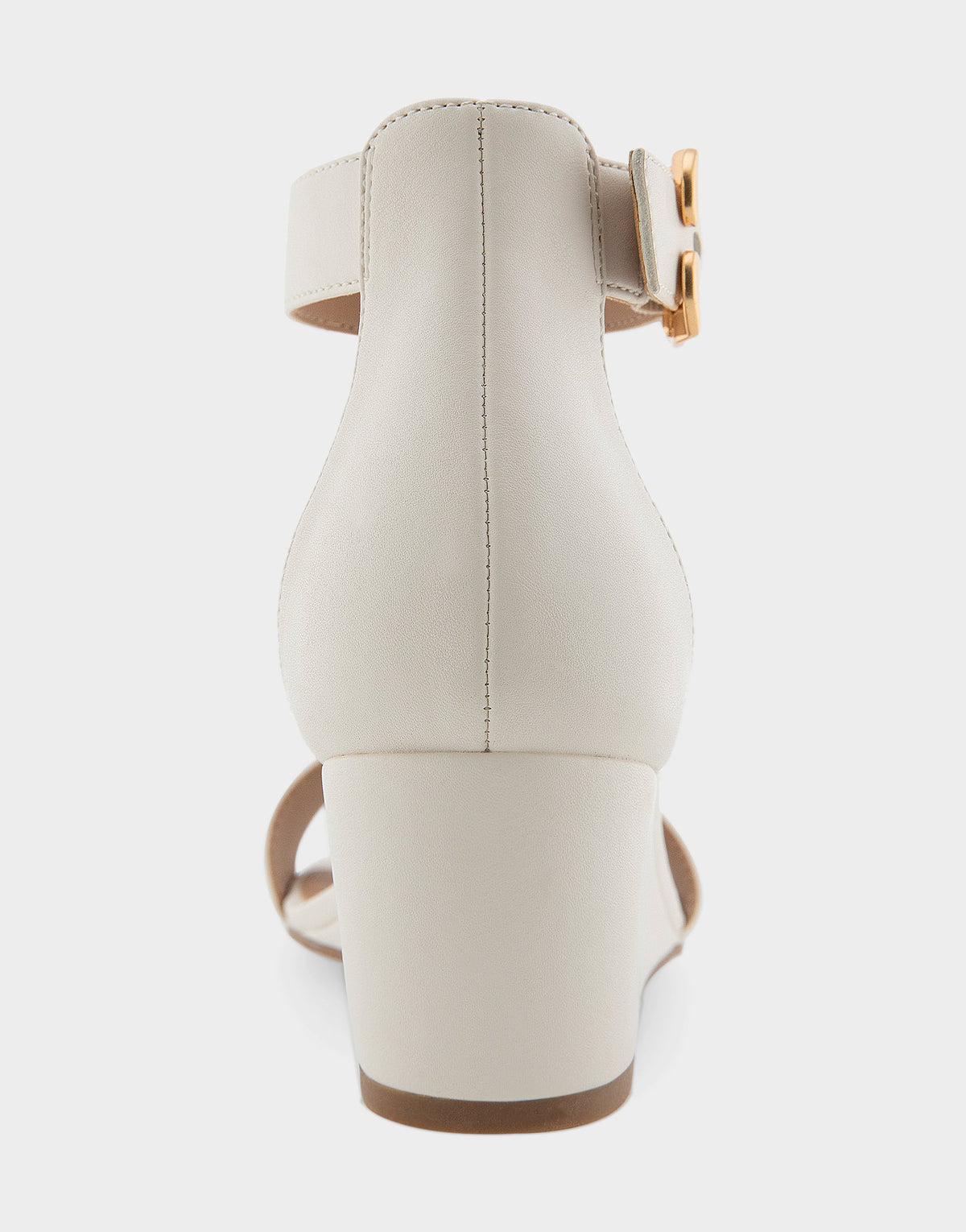 Aerosoles Ankle Strap Mid Wedge Sandal in Eggnog Faux Leather