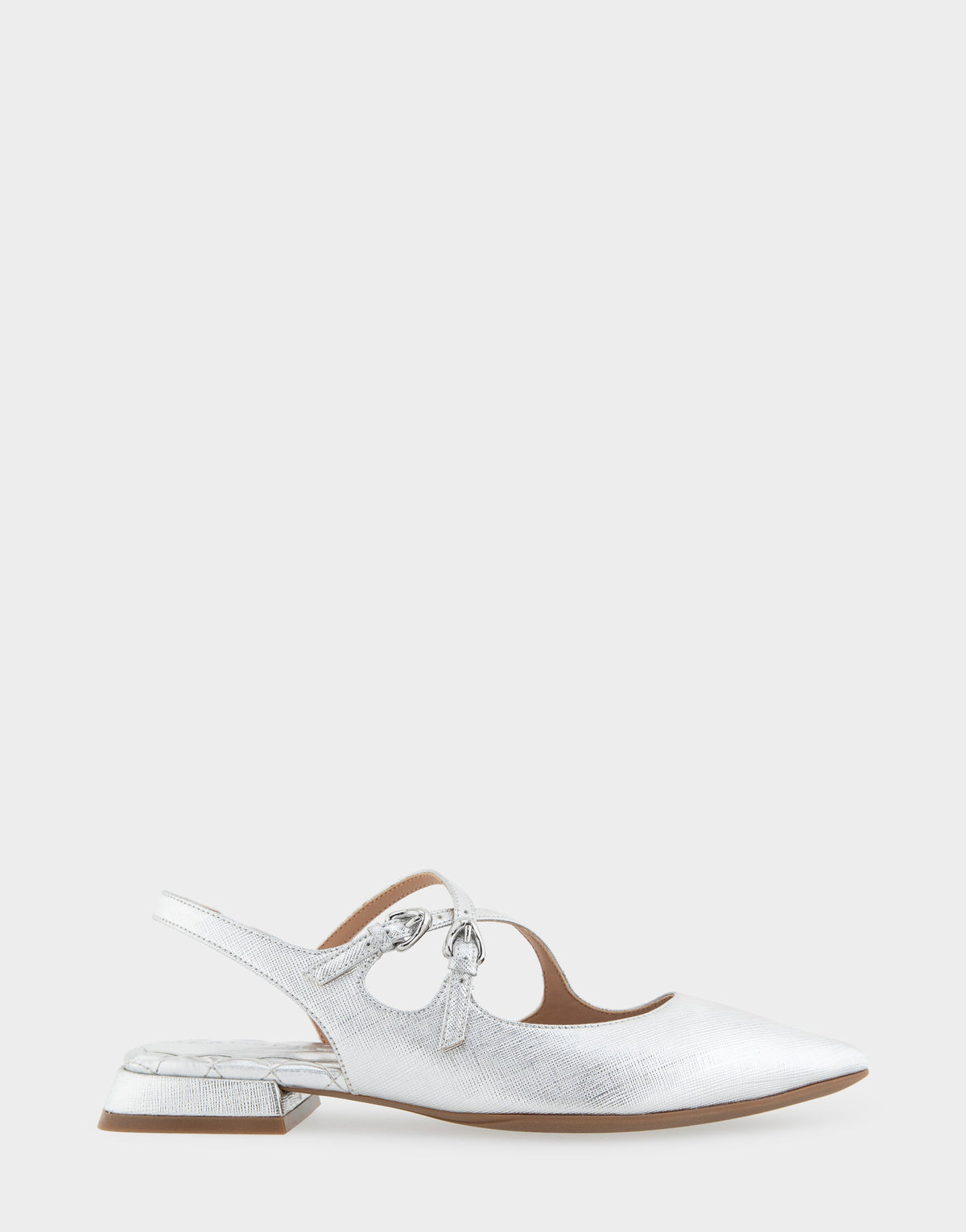 Aerosoles Slingback Flats in Silver Metallic Textured