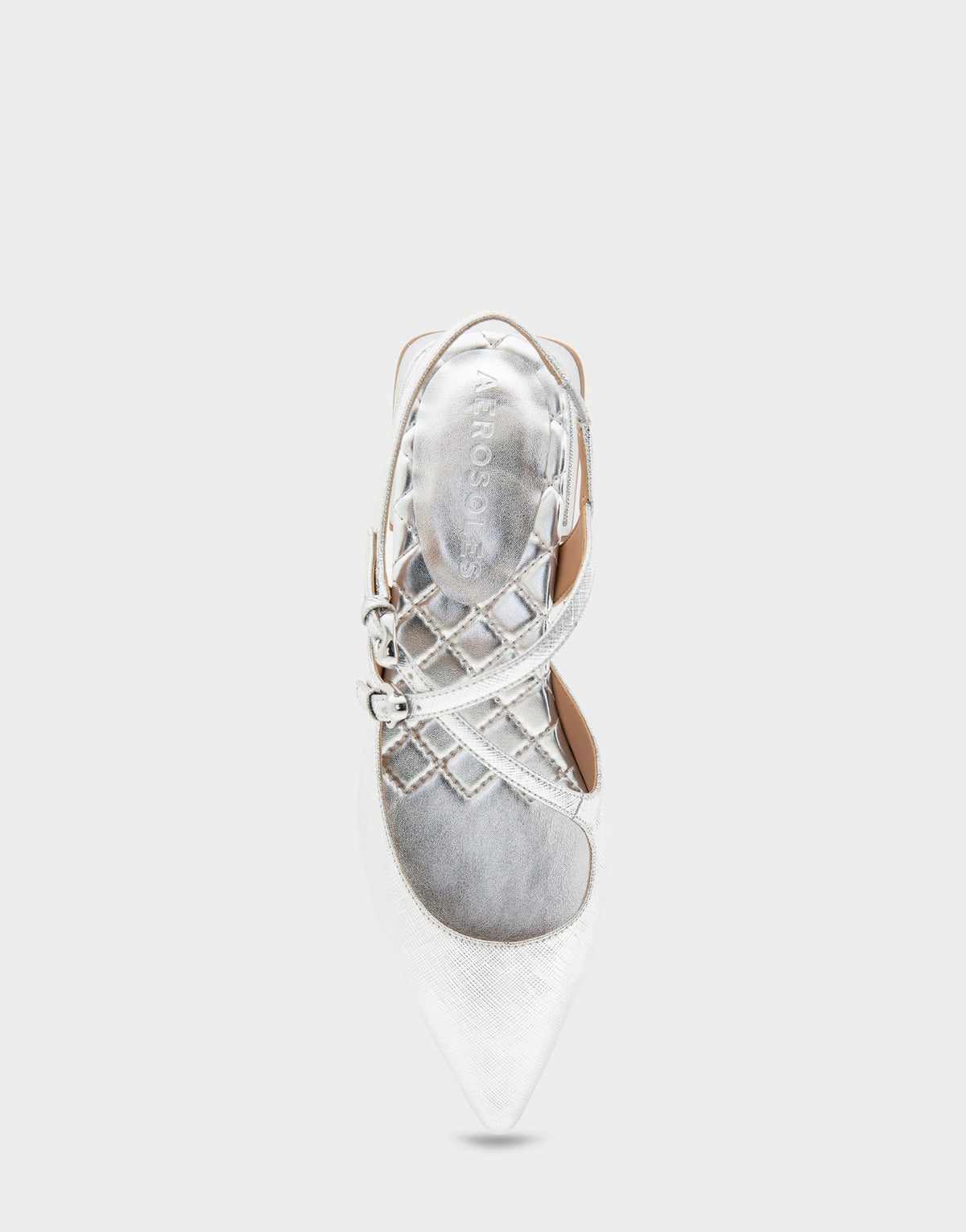 Aerosoles Slingback Flats in Silver Metallic Textured